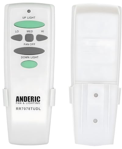 Anderic Replacement for Hampton Bay UC7078T with Up/Down Light Keys Includes Wall Mount for Hampton Bay Ceiling Fans + 1 Year Warranty - CHQ7078T, UC7078T Fan-HD - RR7078TUDL