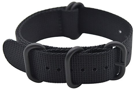 ArtStyle Armbanduhr Band mit dicken Nylon Material Riemen und High-End Schwarz Schnalle (matt Finish), Herren, schwarz