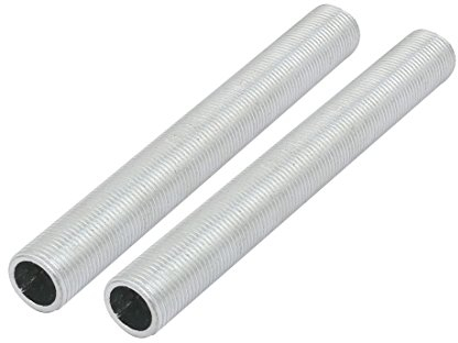 sourcing map Lampenrohrnippel M12 Gewinde 100mm Hohl 1mm Abstand Reparaturteil Zinklegierung silber