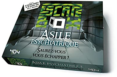 Escape Box Asile psychiatrique - Escape game adulte de 3 à 6 joueurs - Dès 14 ans et adulte: Contient : 3 livrets, 131 cartes, 1 bande-son de 60 minutes, 1 poster, 6 badges
