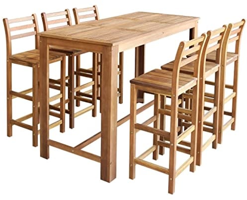 vidaXL Bartisch Barstuhl 7-TLG. Akazienholz Tresentisch Stehtisch Barhocker