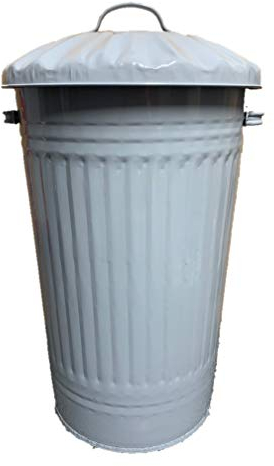 KetoPlastics 45L Litre GREY Galvanised Retro Slim Metal Bin - Kitchen Rubbish Waste Dustbin Storage