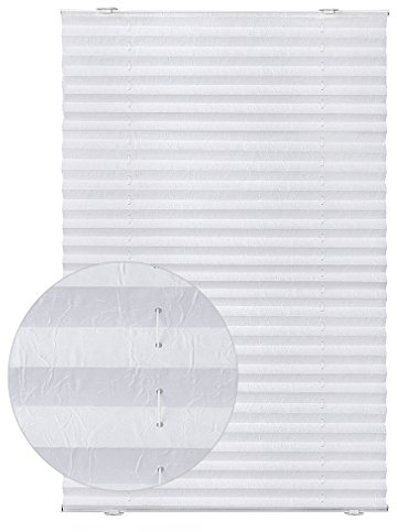 Faltrollo Rollo Sonnenschutzrollo 80 * 130cm Weiß, ohne Bohren mit Saugnäpfe Kabelloser Plissee Sonnenschutz Sichtschutz Fensterrollo für Fenster & Tür