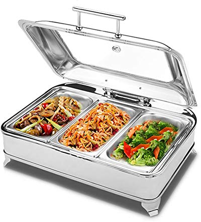 Aprilhp Contenedor para Comida de Acero Inoxidable con GN Servidor de Buffet, Calienta Platos Electrico para Catering y Restaurantes, 400W, 58×44×25cm gn 1/3