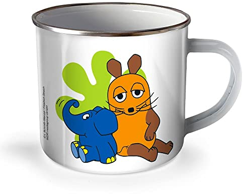 Trötsch Die Maus Emaille Becher Tasse Maus und Elefant: Kaffeetasse Teetasse Geschenkidee Geschenk Tasse Emaillebecher