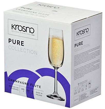 Krosno Sektgläser Set – 6-teiliges, bleifreies Kristallglas, Champagner- und Prosecco-Gläser, 170 ml, spülmaschinenfest, elegant und langlebig