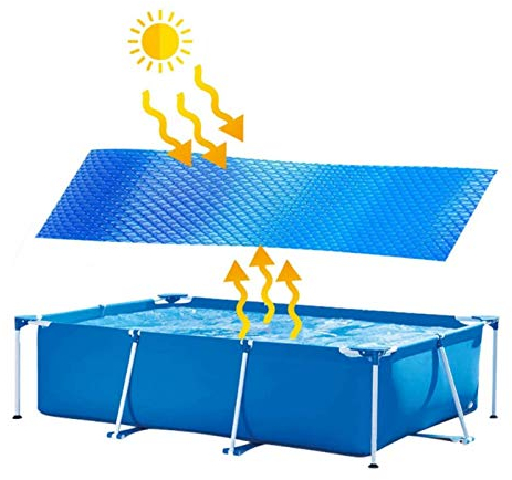 Primlisa Pool Solarabdeckplane,Blaue Solarfolie Poolheizung Solarplane,Rund Solarplane Poolheizung Für Aufblasbar Family Pool (Rechteckig Pool)