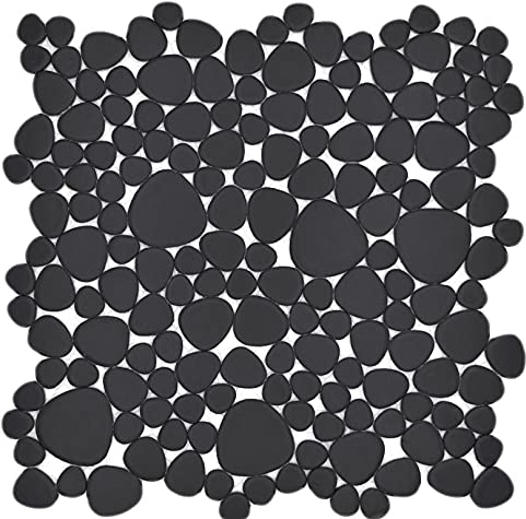Carrelage mosaïque en céramique - Galets - Noir mat