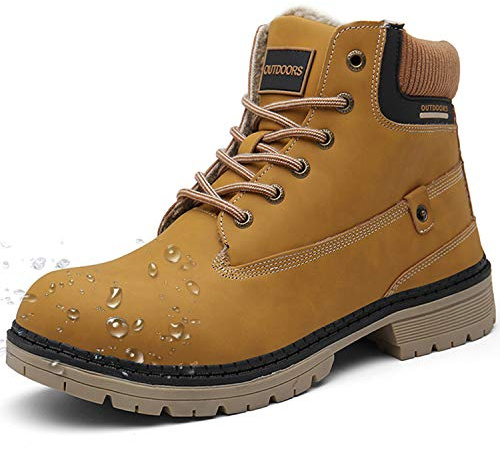 Stivali da Neve Uomo Donna Inverno Scarpe Trekking Scarpe Caldi Impermeabili Stivaletti Pelliccia Stringate Outdoor, Marrone, 47 EU
