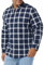 Amazon Essentials Chemise en Popeline Extensible À Manches Longues Et Coupe Standard Homme, Bleu Marine Blanc Carreaux Lainés, XL