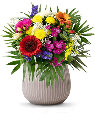 Flora Trans Blumenstrauss - Blumenversand mit Grußkarte - Frischblumen vom Floristen - Blumen bester Qualität - Blumengeschenk Regenbogen