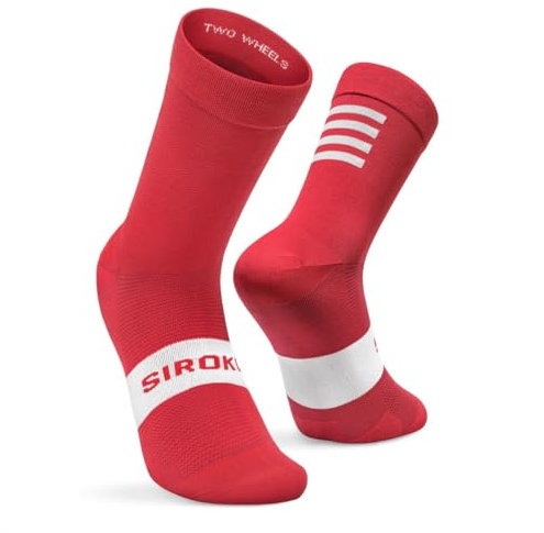 SIROKO Calcetines para ciclismo S1 Red Flamme Rouge Rojo M