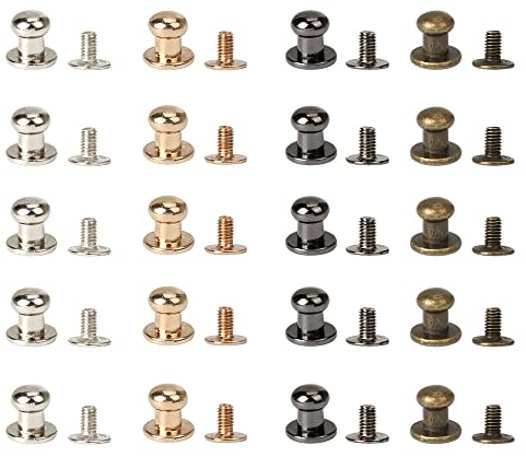 Niaciswe Rivetti 100 Pezzi Testa Rotonda Borchie 6mm Accessori Rivetto Chiodo Tondo Vite Tubolare in 4 Colori Viti a Bottone a Testa Tonda Rivetti A Testa di Fungo Bottone Vite per Jeans Scarpe Borsa