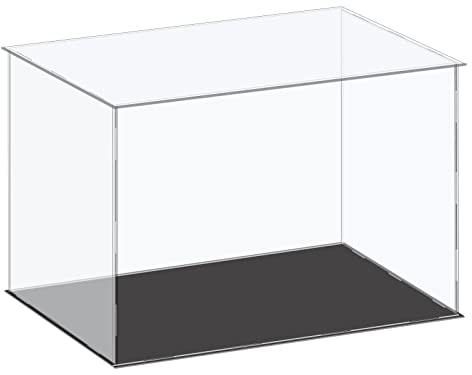 sourcing map Acryl-Vitrine, Kunststoffbox, Würfel-Aufbewahrungsbox, transparent, klein, staubdicht, 41 x 31 x 30,5 cm, für Sammlerstücke