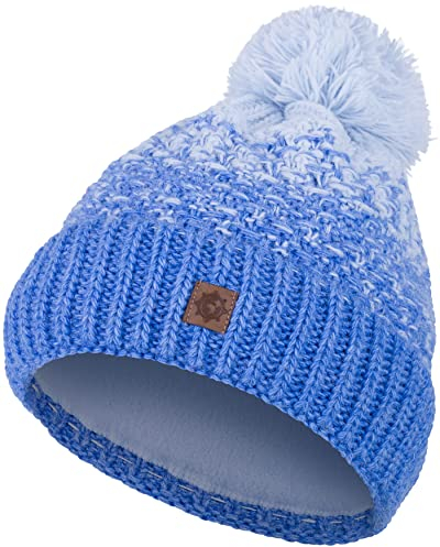 Compagno Kindermütze Bommelmütze Wintermütze Beanie Strickmütze Jungen Mädchen 93, Farbe:Hellblau