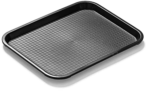 Forgast Bandeja Rectangular para Servir | Tamaño 35x25 cm | Fast-Food | Polipropileno | Bandeja Decorativa | Bandeja de Camarero | Color Negro | Apta para lavavajillas camareros