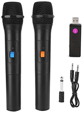 Ejoyous V16U Micrófono Inalámbrico Universal, Micrófono Inalámbrico Profesional 2 en 1 VHF Receptor USB Micrófono de Mano con Receptor para Karaoke Actuaciones en Vivo Reuniones Fiestas