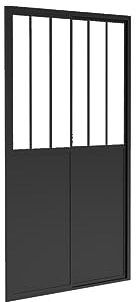 Vente-unique-Porte de douche coulissante noir mat style atelier - 120 x 195 cm - URBANIK