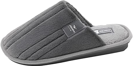 JOMIX Pantofole Uomo Invernali Casa Calde Comode Ciabatte Punta Chiusa da Casa MU6057 (Grigio, 47)