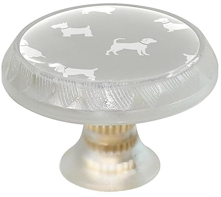 4 Stück Kommodenknöpfe, runde Schrankknöpfe für Küchenschrank, Schranktür, dekorative Möbel, Pooch, graue Hunde, Mica-Effekt-Tapete