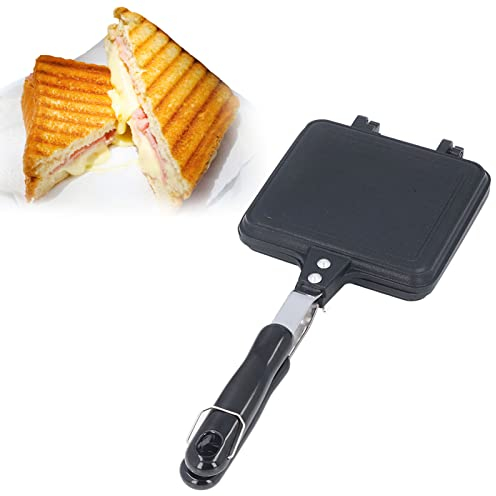Sandwich Press Grill Panini Press Sandwich Maker, Antiadherente A La Parrilla Sandwich Y Panini Maker Pan con Asa, Flip Pan Panini Grill Campfire Sandwich Press Toastie Press