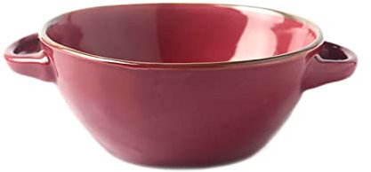 Nudelschalen, Snackschalen, Suppenschüssel mit Griff, 17-Unzen-Keramikschale, geeignet for französische Zwiebelsuppe, Haferflocken und Salate. Mikrowellen- und spülmaschinenfest.-rot ( Color : Rosso )