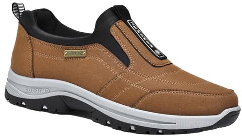 Aocase Zapatillas Deporte Slip On Hombre Sin Cordones Casual Sneakers Comodos Zapato Plano Ligero Zapatos clásicos Flexibles para Exteriores,Marrón,40/250mm