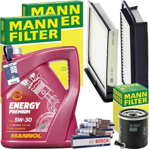 BandelOne enthält Mann Inspektionspaket+Mannol 5W-30 Motoröl passend für Aygo 1.0 B1 11-14