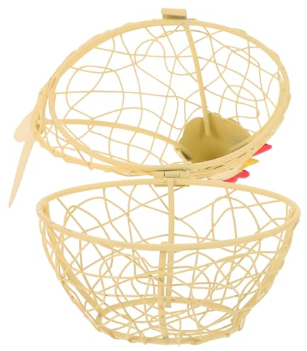 OKUMEYR Chicken Shaped Egg Basket Hen Shape Egg Basket Kitchen Egg Storage Metal Wire Storage Basket Home Decor for Daily Use Chicken Shaped Egg Holder