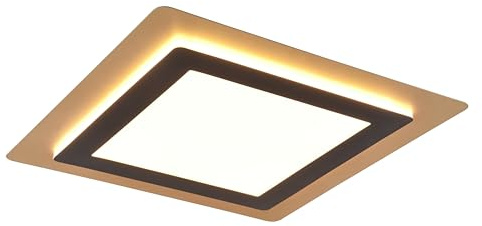Trio Leuchten LED Deckenleuchte Morgan 641510280, Metall Schwarz matt/Goldfarbig, Acryl, inkl. 46 Watt LED, Fernbedienung