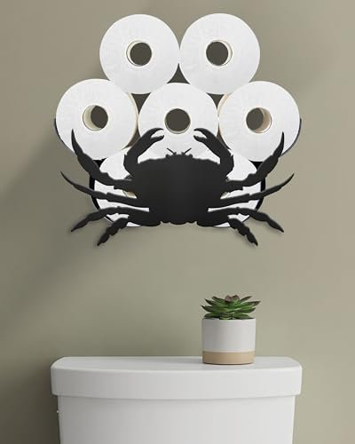 Wigag Toilettenpapierhalter in Krabbenform für zusätzliche 8 Rollen, Ozean, dekorative Toilettenpapieraufbewahrung, Wandmontage, Bauernhaus, Badezimmer, Tierdekoration, Zubehör, Aufbewahrungsschrank