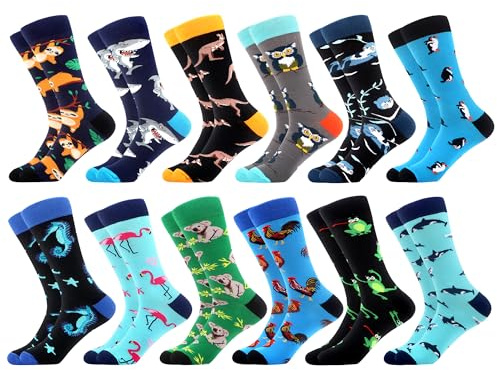 WeciBor Herren Socken aus gekämmter Baumwolle lustigen Motiven | 80 % Baumwolle Mehrfachpack, lustige Socken für den Alltag, originelles Geschenk, vielseitig einsetzbar, Weihnachtsdekoration