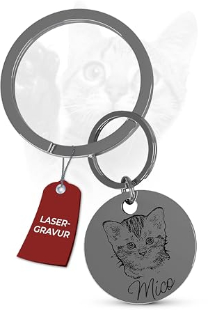 Meinearmbänder Personalisierter Schlüsselanhänger | ⌀25mm | personalisierter Schlüsselanhänger mit Hund Foto | Haustier Schlüsselanhängermit Foto