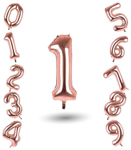 Number 1 Rose Gold Balloons, 40inch Large Foil Giant Digital Balloon For Adults Kids Babys Birthday Party Wedding Anniversary Celebration Supplies Decoration Number One - First Birthday