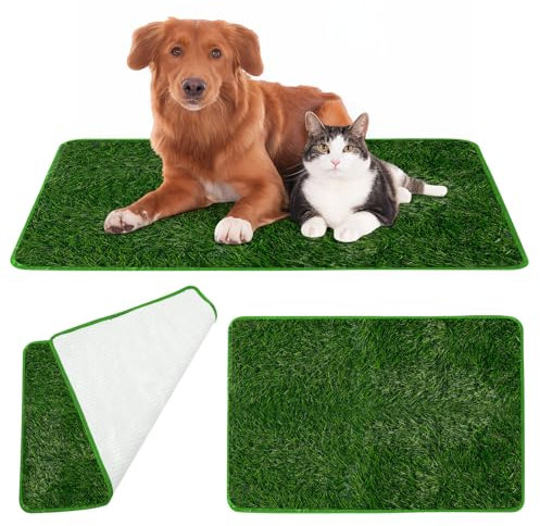 GOEDCH Tappeto Erboso Artificiale per Cani: 50×70cm Erba Finta per Cani Area per Addestramento Vasino, Tappeto Erboso Sintetico, Lettiera in Erba Sintetica per Cani per Patio, Interni, Esterni