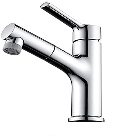 Pull-Out Wash Basin Faucet, Single Handle Single Hole Sink Faucet, Bathroom Hot and Clod Water Mixer Tap, Brass Kitchen Fauce, 2 Water Outlet Modes