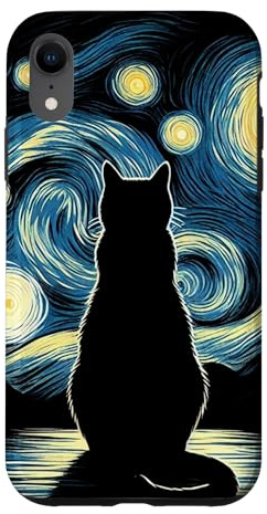 Hülle für iPhone XR Sternennacht Katze Art Van Gogh Kosmische Katze