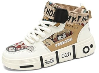 Herren Laufschuhe Mode High Top Sneakers Freestyle Hi-Top Lässig Sportschuhe Wanderschuhe Hoch Turnschuhe Freizeitschuhe Fitness Hohe Schuhe Khaki 34EU