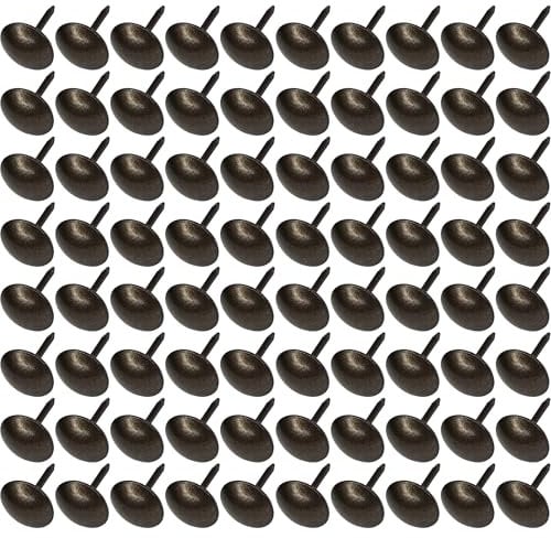 cyclingcolors 100x Chiodi a testa larga tondi chiodini puntine per tappezzeria 9mm marrone decorativo divano poltrona letto ristrutturazione sedia, finitura bronzo