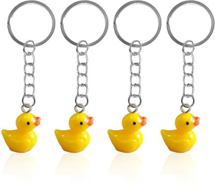 4 Stück Kleine Gelbe Enten-Schlüsselanhänger, Kreative Cartoon Mini-Enten, Niedliche Dekorative Anhänger