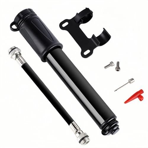 YIAGUN Bike Pump Aluminum Alloy Portable Mini Bicycle Tire Air Pump,Super Fast Tyre Inflation Compatible with Universal Presta and Schrader Valve Frame Mounted for Road, Ball Pump Needle/Frame Mount