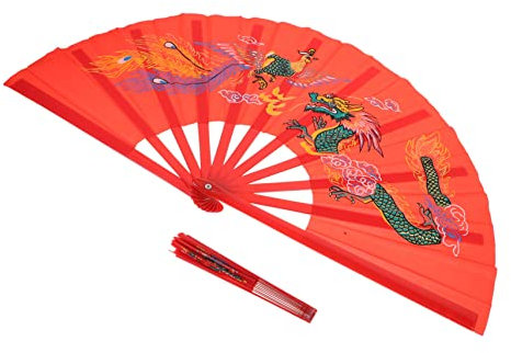 ABOOFAN Lot De 2 Éventails Chinois Géants Pliables en Forme De Dragon Rouge pour Festival