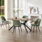 ANVOFONG Esstisch-Set mit 4 grünen Stühlen, 140 x 80 x 76 cm, rechteckiger Holztisch mit Ausgeschnittenen Rückenstühlen, für Küche, Esszimmer und Wohnzimmer, dunkelbrauner Tisch