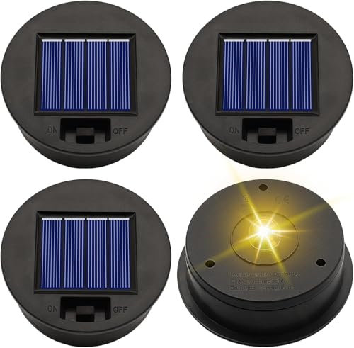 Solarleuchte Ersatzteile, GuKKK Solar Ersatzdeckel 8cm für Solarleuchte Außenlaternen, 1.2V 600mAh, IP45 Wasserdicht, LED Solarmodule ersatz für Garten Laterne Terrasse Beleuchtung (4 Stück)