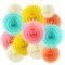 BestoFun 12PCS Paper Fans Colorful Rainbow Pastel Party Decorations Tissue Paper Flowers Decorations for Girl Groovy Birthday Baby Shower Wedding Bachelorette Room Wall Hanging Décor