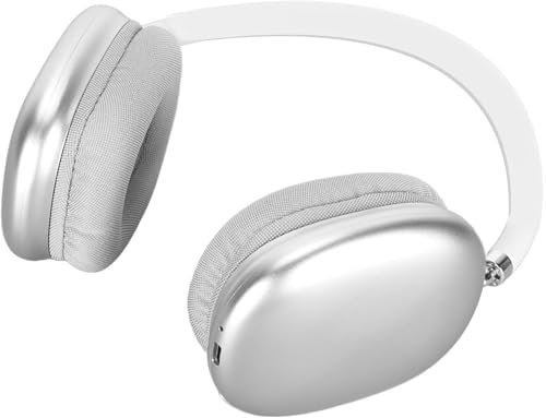 Awrotye Cuffie Bluetooth over-ear con microfono, cuffie wireless e cablate, pieghevoli, leggere, adatte per sport, casa, ufficio, per iOS/Android/laptop, argento