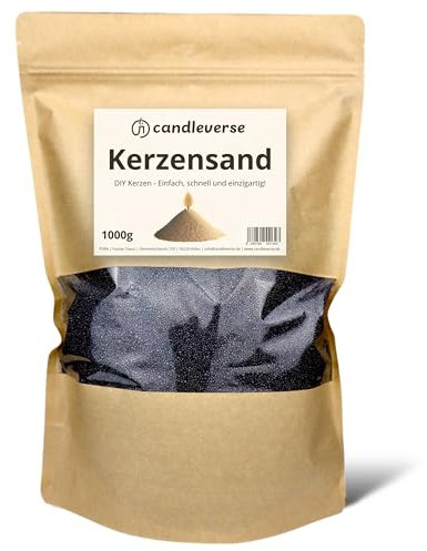 Candleverse Kerzensand 1kg [Schwarz] | inkl. 30 Dochte | Natürliches Kerzenwachsgranulat | Kreative DIY-Kerzen für Zuhause und als Deko