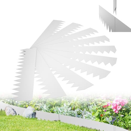 XMTECH Rasenkante Metall 100x20cm flexibel, Beeteinfassung & Beetumrandung aus Stahlblech, 10 Stück (10m), Verzinkt Mähkante Gartenbeet Begrenzung