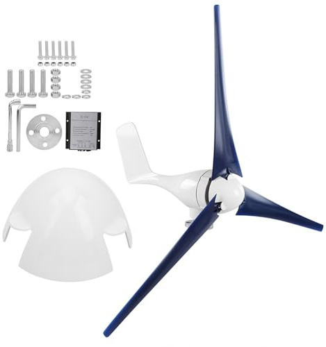 YWBL-WH Generador de Viento Pequeño, Kit de Generador de Viento de 1200 W con 3 Cuchillas, AC Magnet Permanente de Electricidad Sincrónica para Botes, Terrazas, Cabañas o Casas Móviles Cargando (24V)