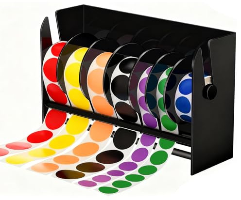 Acrylic Sticker Roll Dispenser Holder, Multi-Use Adjustable Label Dispenser | 6 Disks Acrylic Sticker Dispenser Sticker Roll Holder for Holding Tape Sticker Label Office and Home - 27cmx18cmx9cm